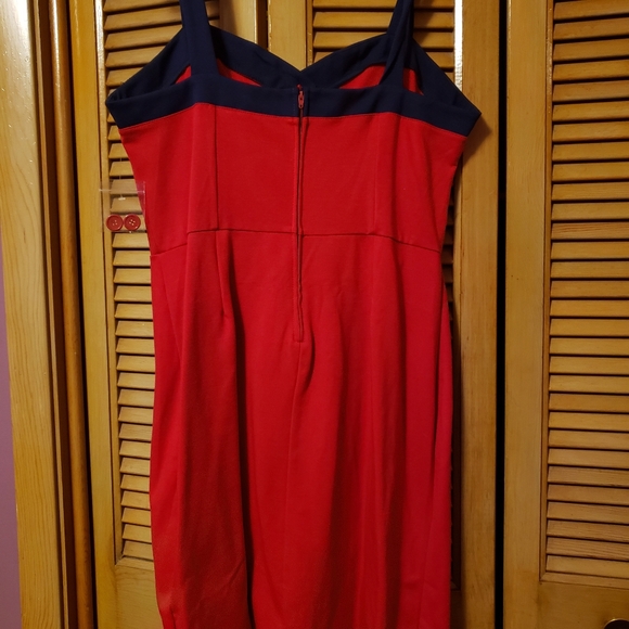NWT ModCloth XL retro style red and blue knee length dress - Picture 2 of 2